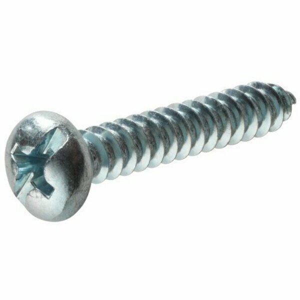 Hillman Screw, #12 Thread, 1-1/2 in L, Pan Head, Combo Drive, Sharp Point, Steel, Zinc, 100 PK 74075